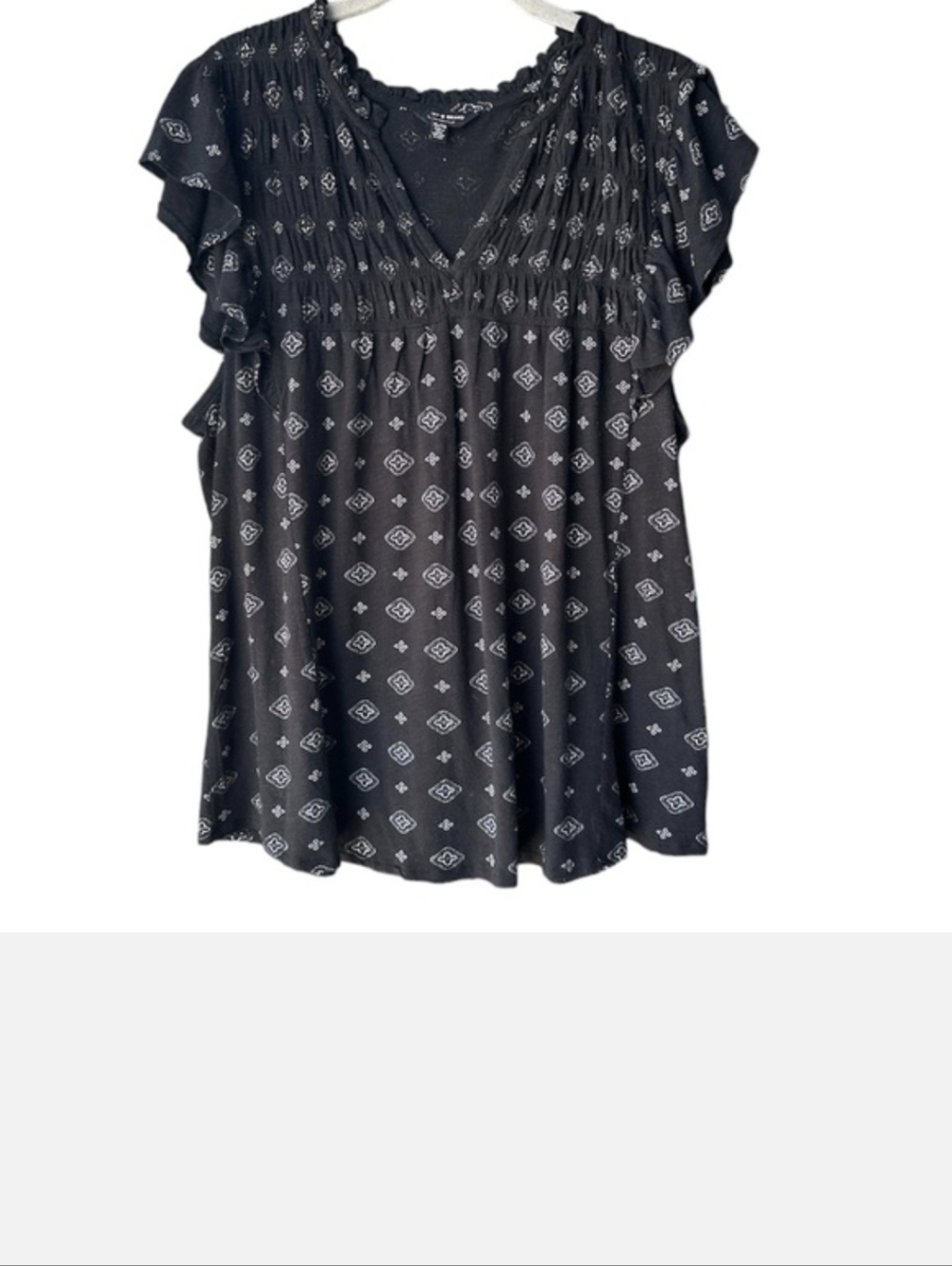 Lucky Brand Flutter V-Neck Sleeveless Blouse Black Size XL